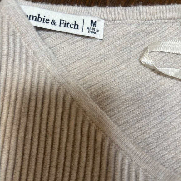 ABERCROMBIE & FITCH ONE SHOULDER RIBBED KNIT BEIGE THONG STYLE BODYSUIT SZ M - Picture 4 of 11